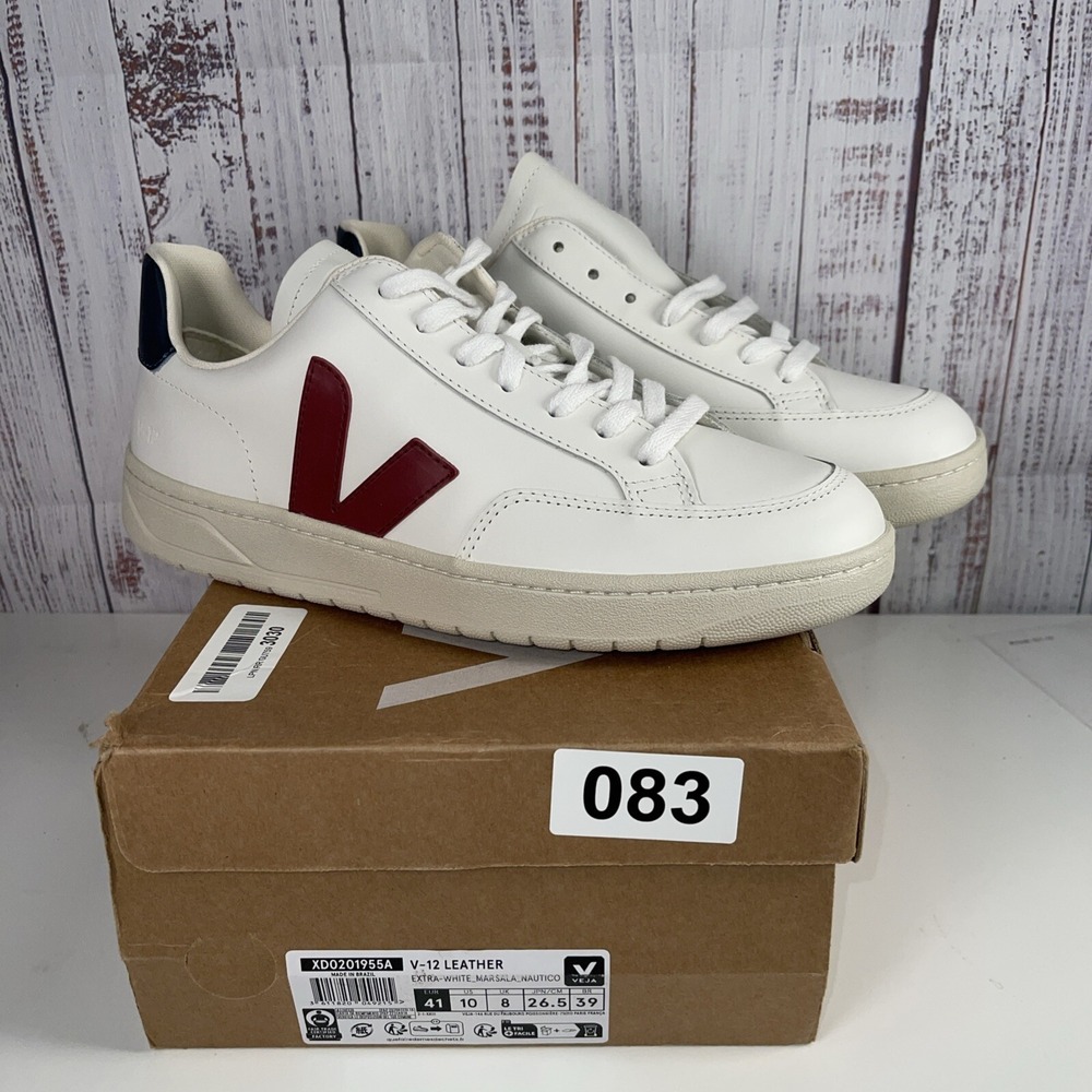 VEJA V-12 XD0201955A Sneakers Women's White Marsala Leather Size 10